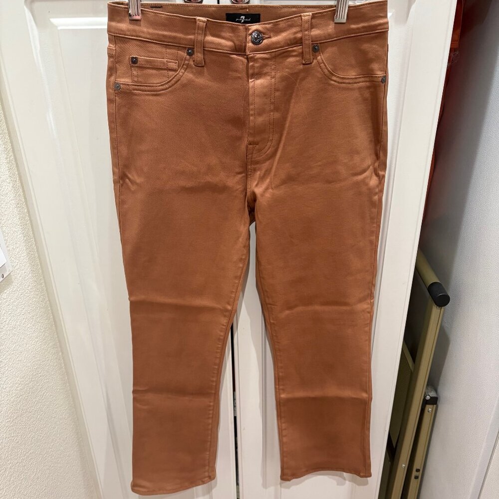 NWOT 7 For All Mankind Designer Camel Coated Denim Jeans